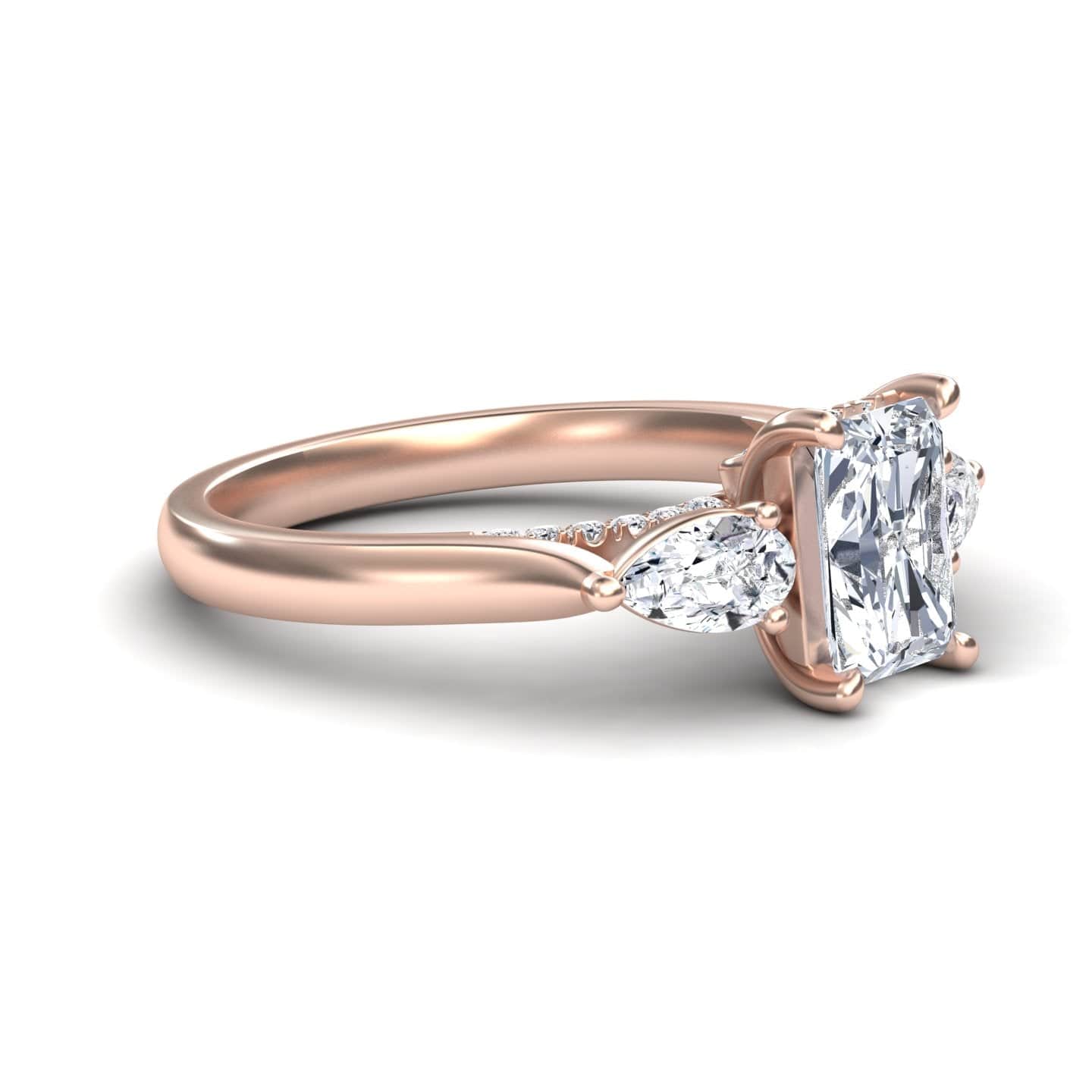 White Diamond Elegant Three Stone Engagement Ring - Heidi