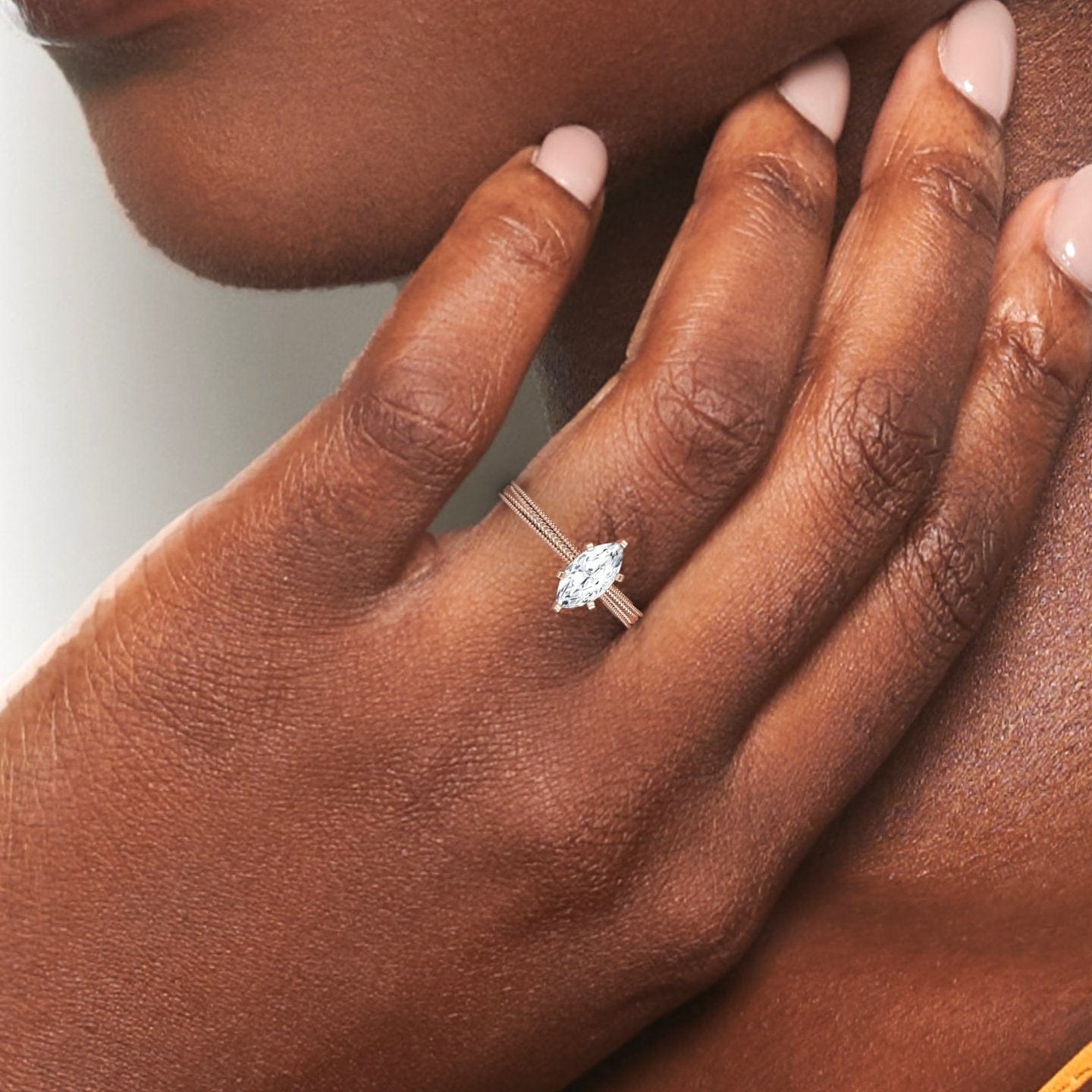 White Diamond Wheat Engraved Solitaire Engagement Ring - Blair