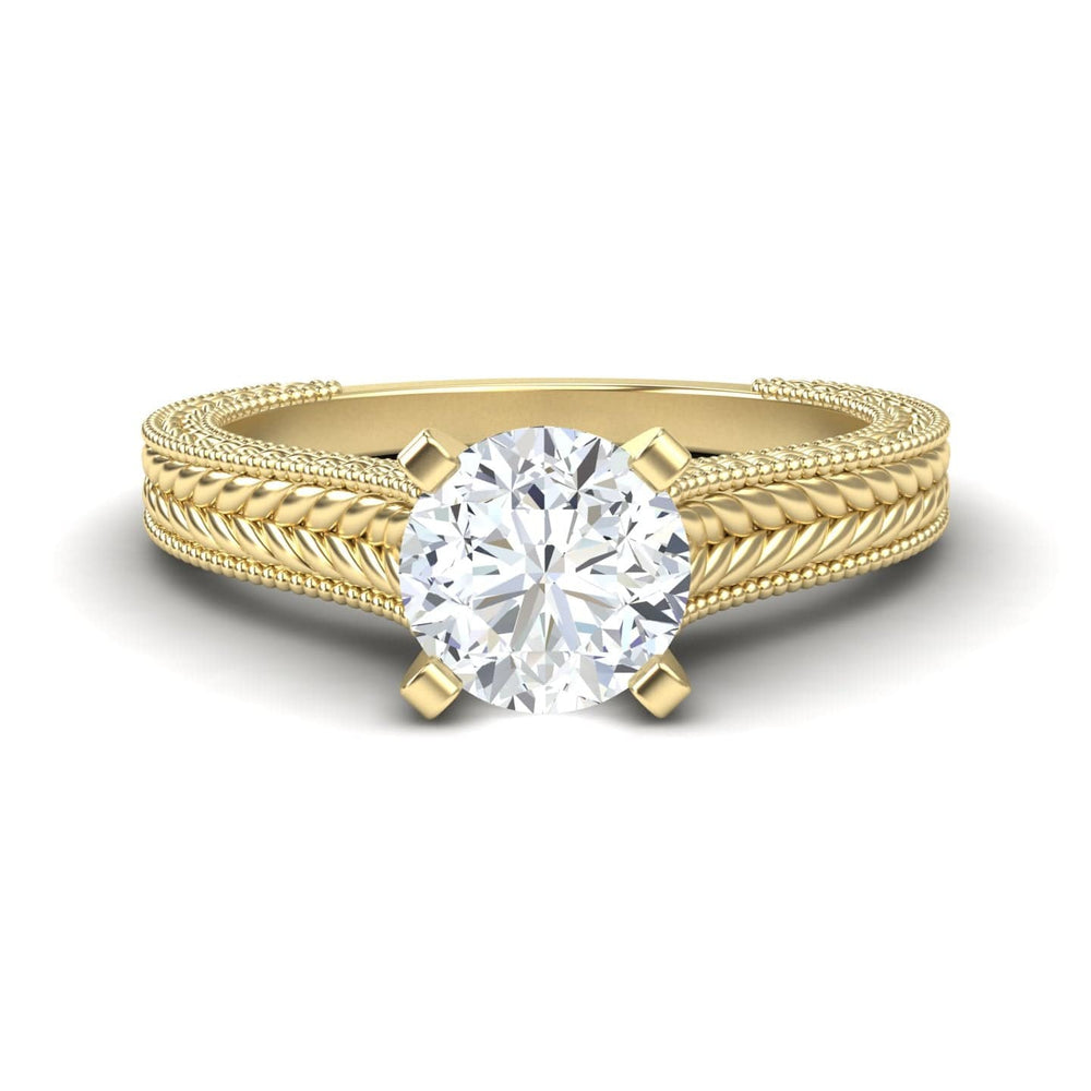 White diamond vintage rope solitaire engagement ring