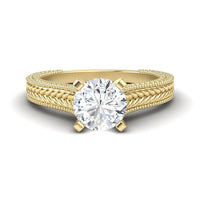White Diamond Vintage Rope Solitaire Engagement Ring - Darcy