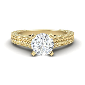 White Diamond Vintage Rope Solitaire Engagement Ring - Darcy