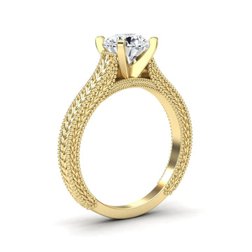 White Diamond Vintage Rope Solitaire Engagement Ring - Darcy