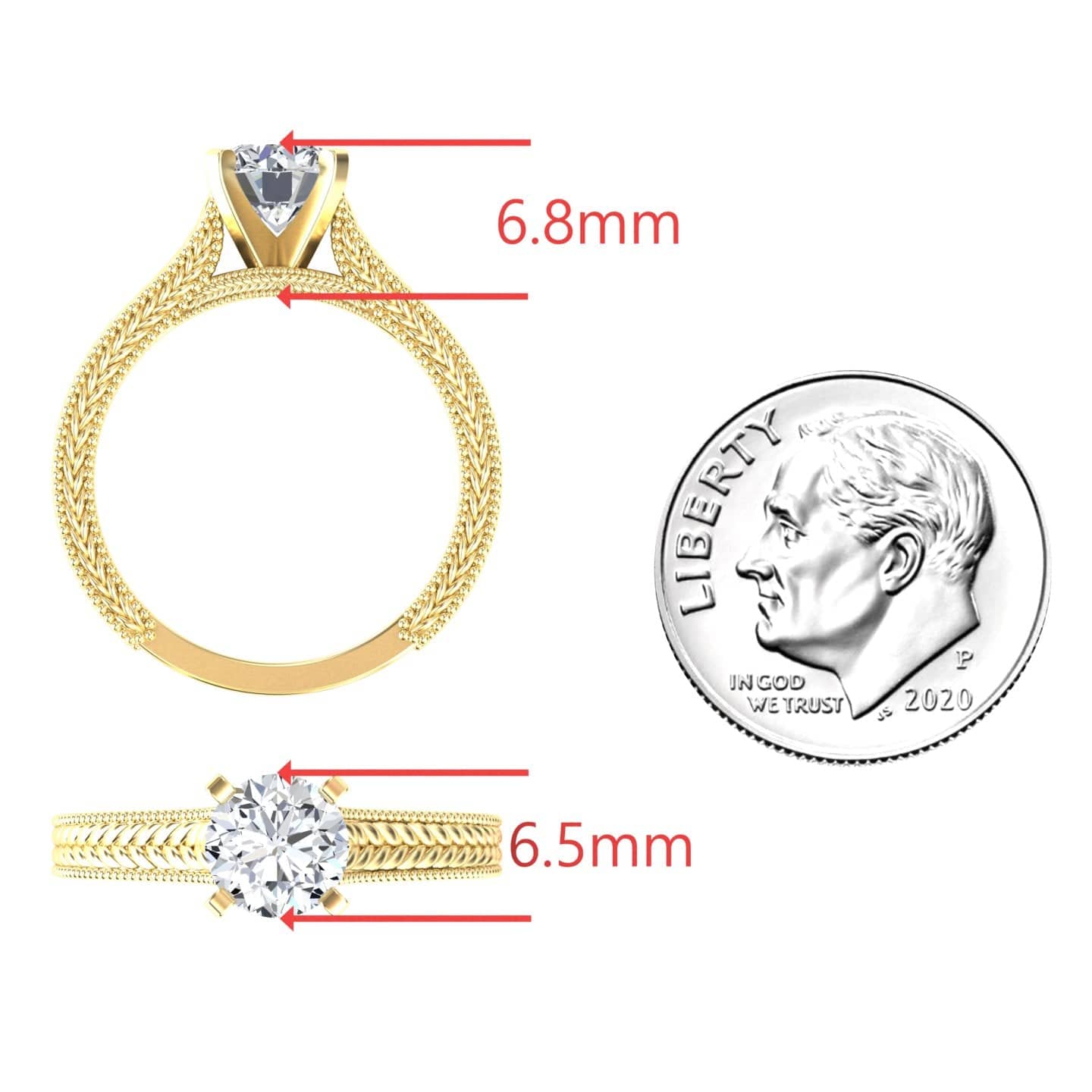 White Diamond Vintage Rope Solitaire Engagement Ring - Darcy