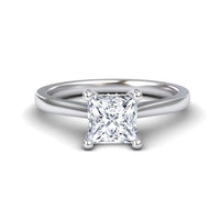 White Diamond Hidden Halo Solitaire Engagement Ring - Amy