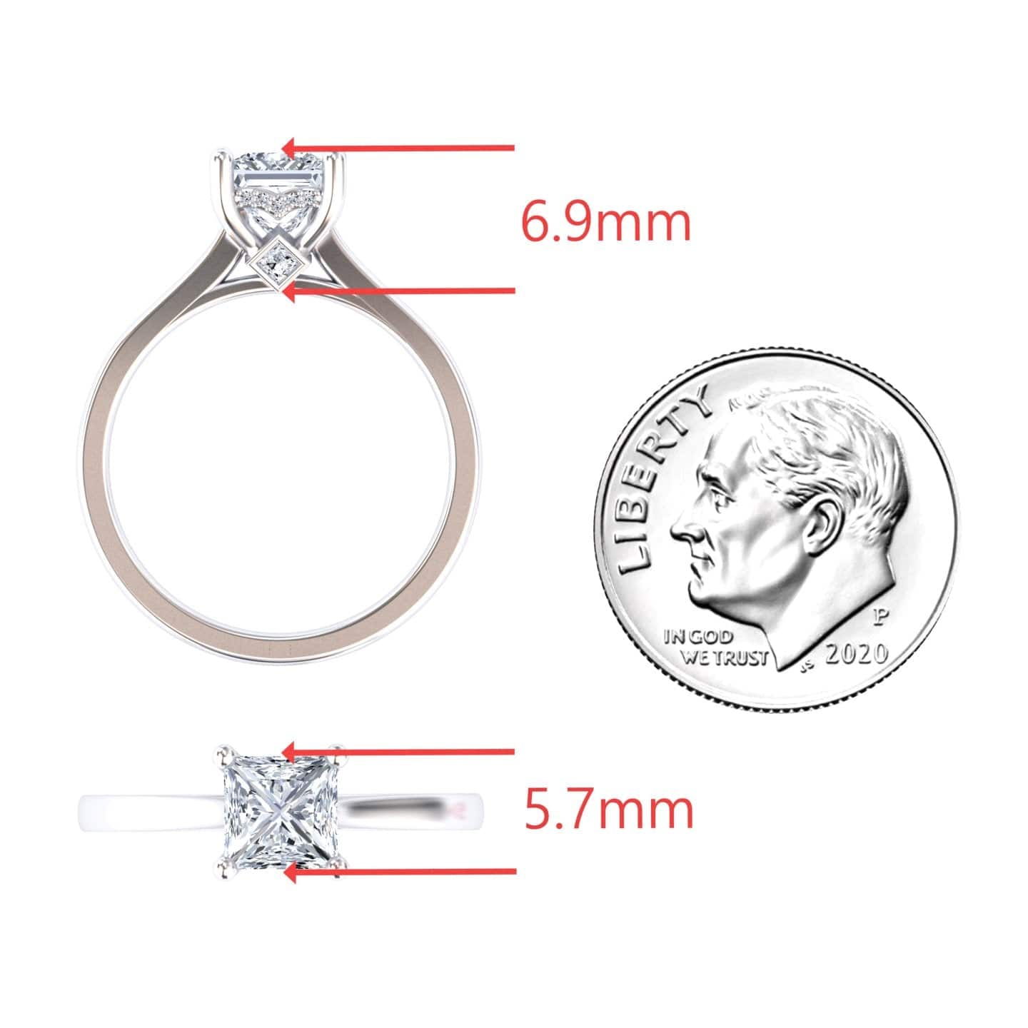 White Diamond Hidden Halo Solitaire Engagement Ring - Amy