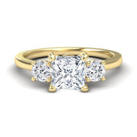 White Diamond Three Stone Hidden Accent Engagement Ring - Alexis