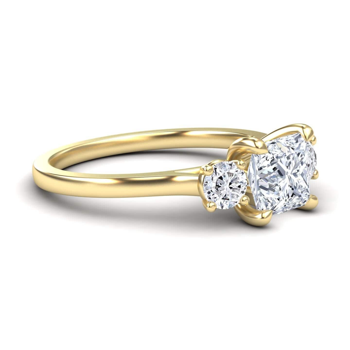 White Diamond Three Stone Hidden Accent Engagement Ring - Alexis