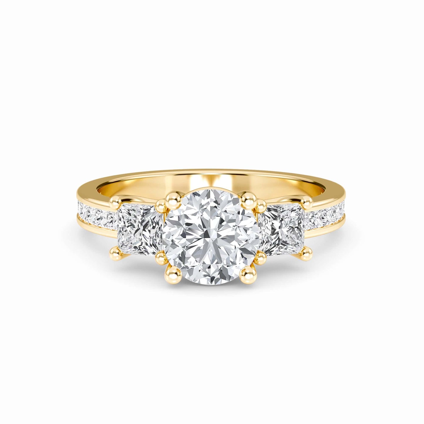 White Diamond Channel Set Three Stone Engagement Ring - Rowan