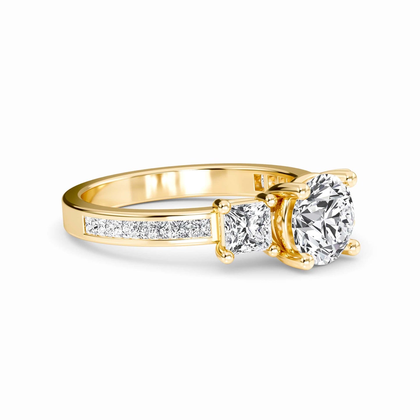 White Diamond Channel Set Three Stone Engagement Ring - Rowan
