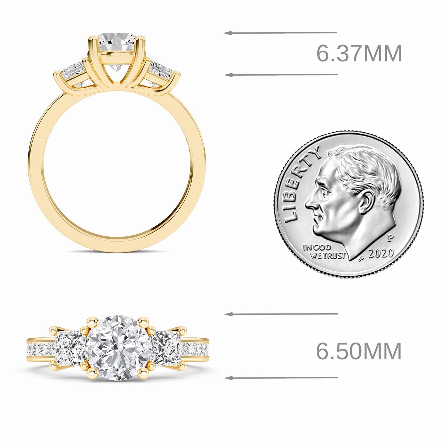 White Diamond Channel Set Three Stone Engagement Ring - Rowan