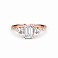 White Diamond Classic Three-Stone Pave Engagement Ring - Sienna