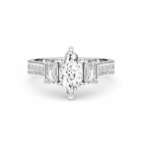White Diamond Classic Elegance Three-Stone Engagement Ring - Sloan