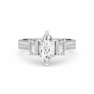 White Diamond Classic Elegance Three-Stone Engagement Ring - Sloan