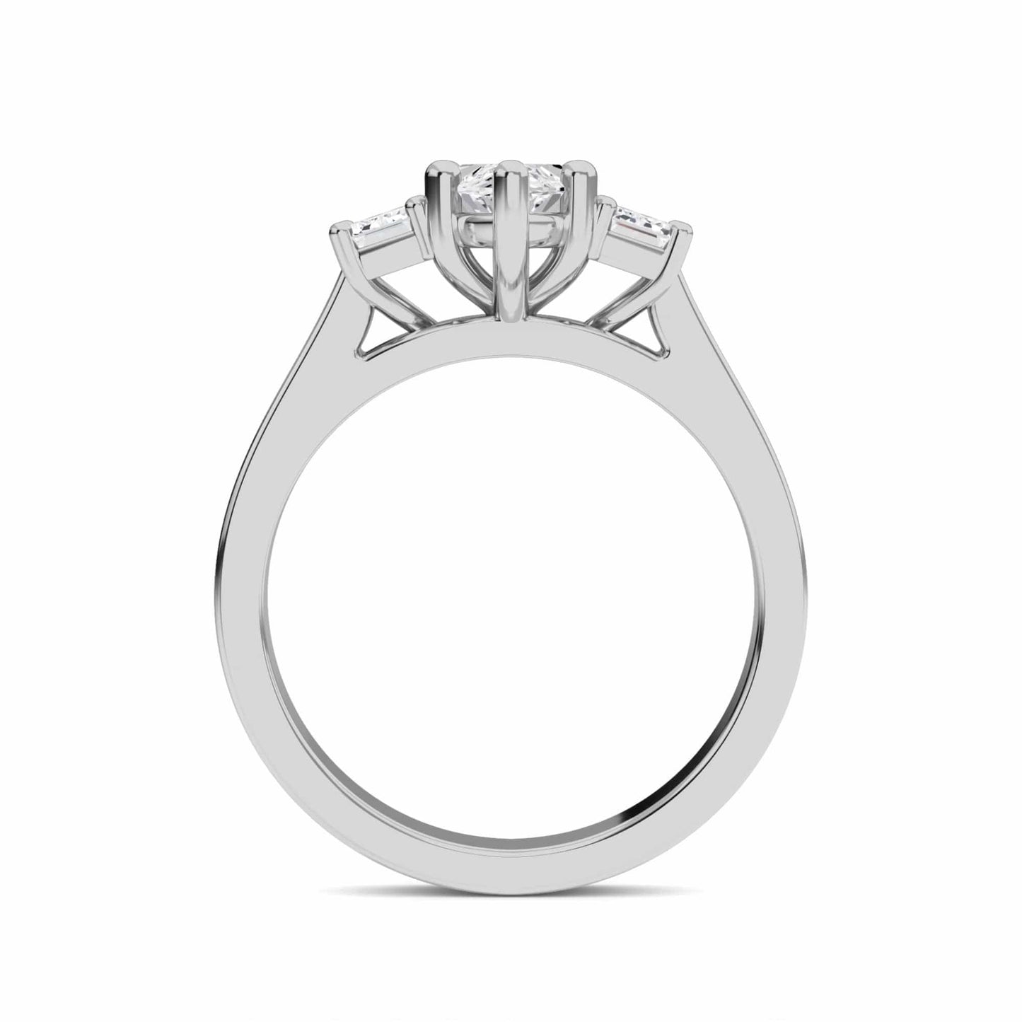 White Diamond Classic Elegance Three-Stone Engagement Ring - Sloan