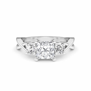 White Diamond Elegant Three Stone Engagement Ring - Remington