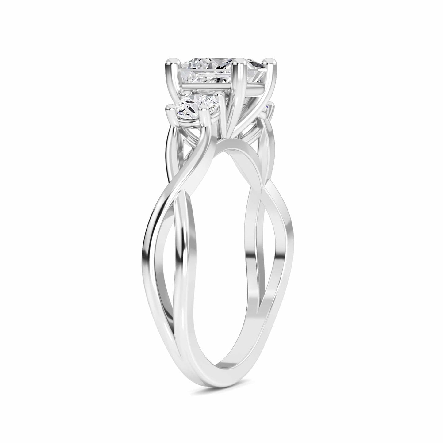 White Diamond Elegant Three Stone Engagement Ring - Remington