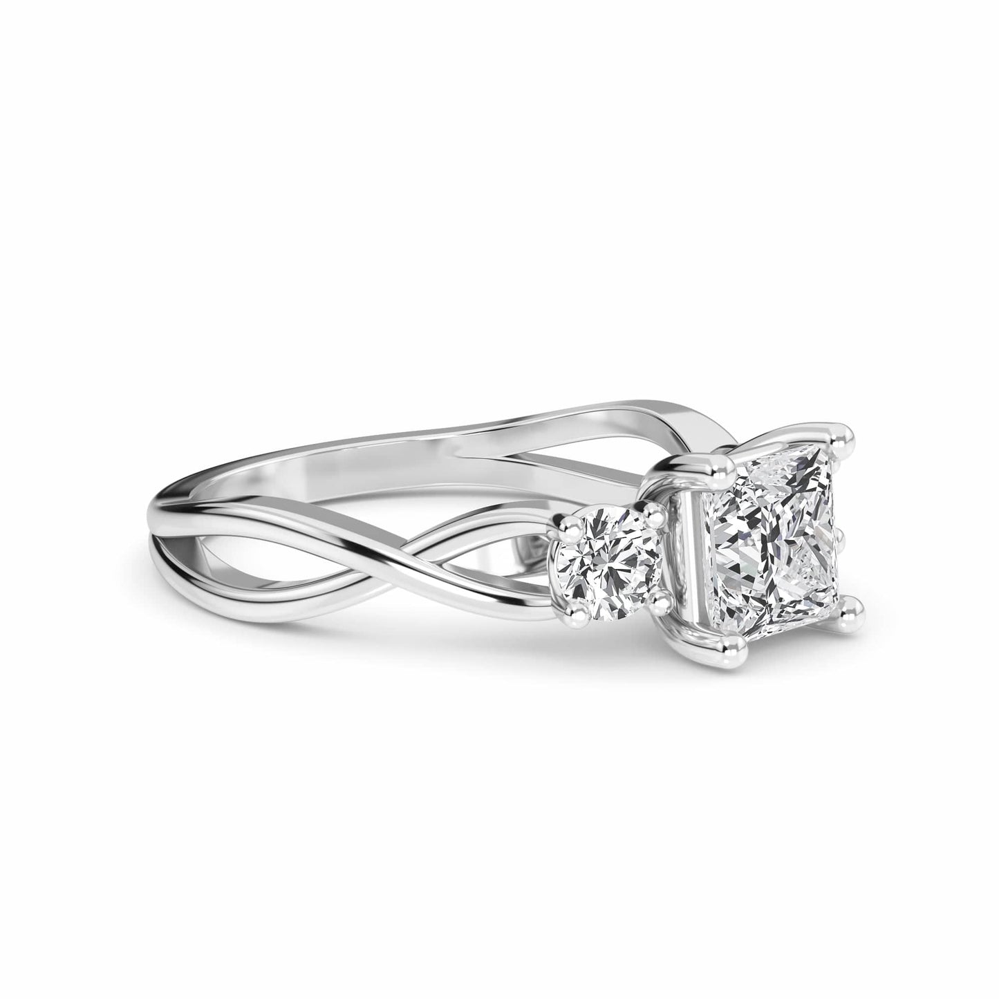 White Diamond Elegant Three Stone Engagement Ring - Remington