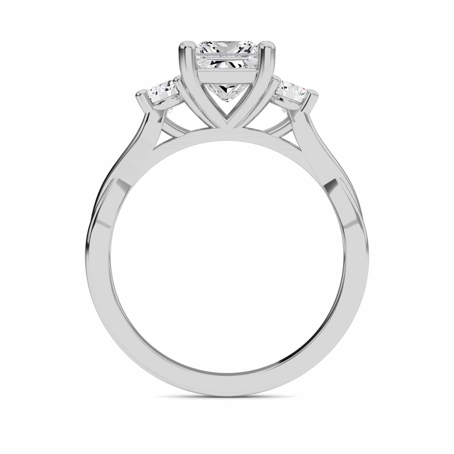 White Diamond Elegant Three Stone Engagement Ring - Remington