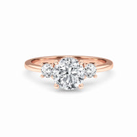 White Diamond Hidden Halo Three Stone Engagement Ring - Ridhi