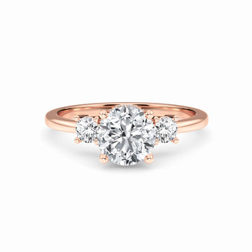 White Diamond Hidden Halo Three Stone Engagement Ring - Ridhi