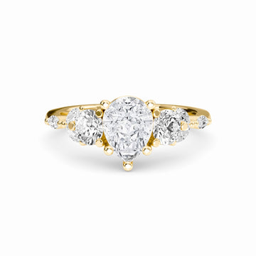 White Diamond Three Stone Accented Engagement Ring - Ridhima