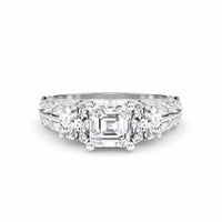 White Diamond Vintage-Inspired Three-Stone Ring - Riley