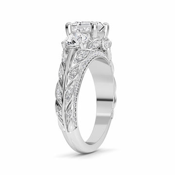 White Diamond Vintage-Inspired Three-Stone Ring - Riley