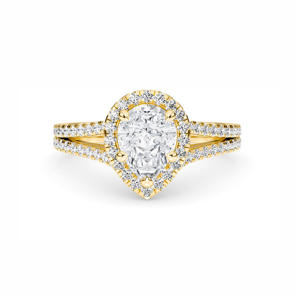 White Diamond Split Shank Halo Engagement Ring