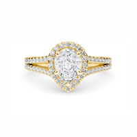 White Diamond Split Shank Halo Engagement Ring - Margot