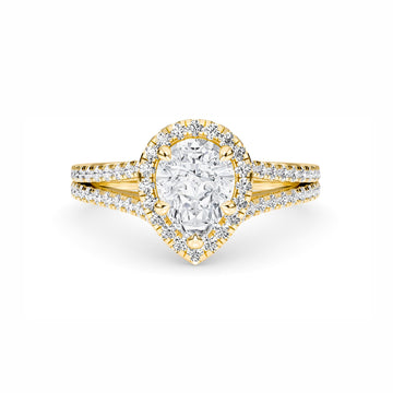 White Diamond Split Shank Halo Engagement Ring - Margot