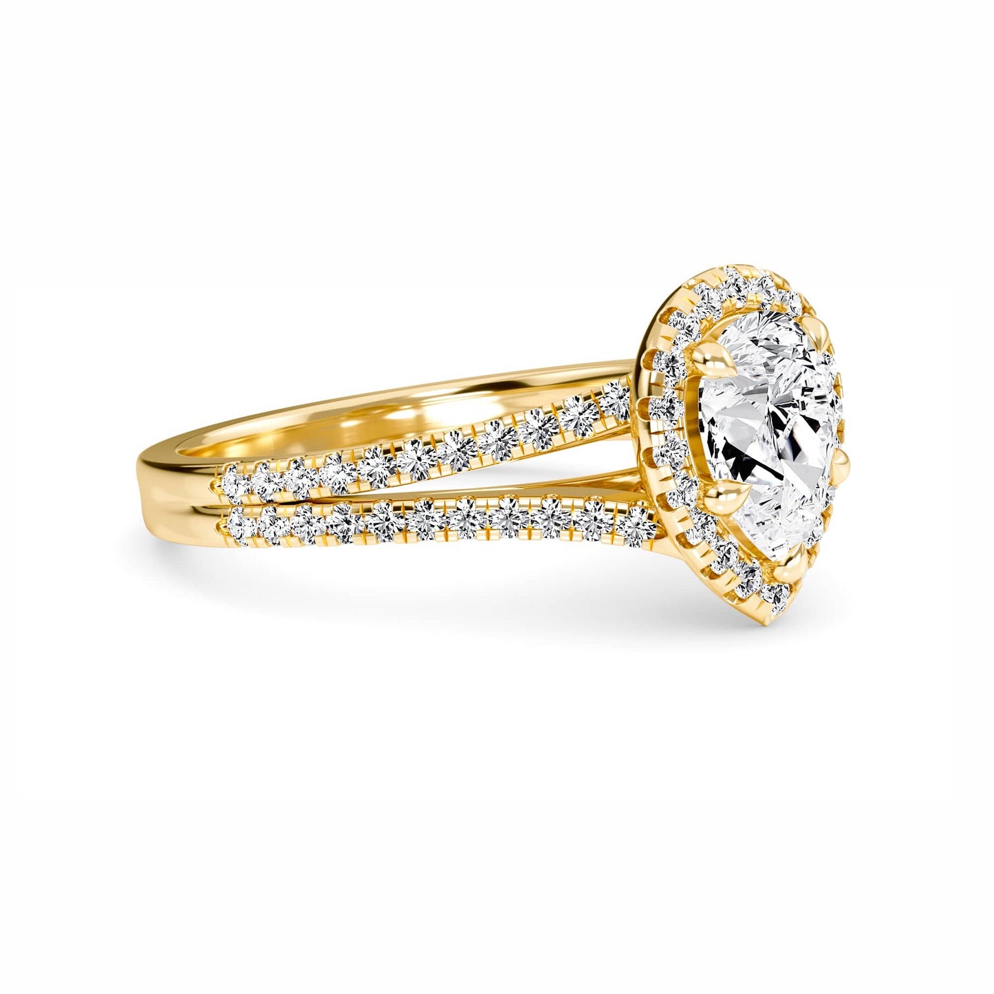White Diamond Split Shank Halo Engagement Ring - Margot