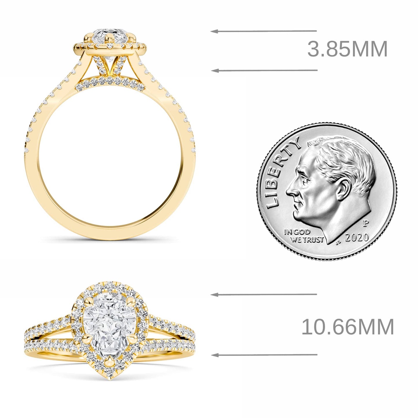 White Diamond Split Shank Halo Engagement Ring - Margot