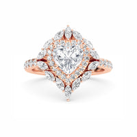 White Diamond Celestial Bloom Halo Engagement Ring - Evelina