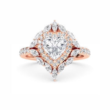 White Diamond Celestial Bloom Halo Engagement Ring - Evelina