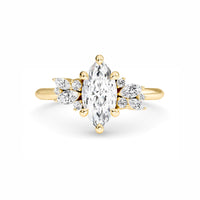 White Diamond Cluster Engagement Ring - Isolde