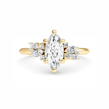 White Diamond Cluster Engagement Ring - Isolde