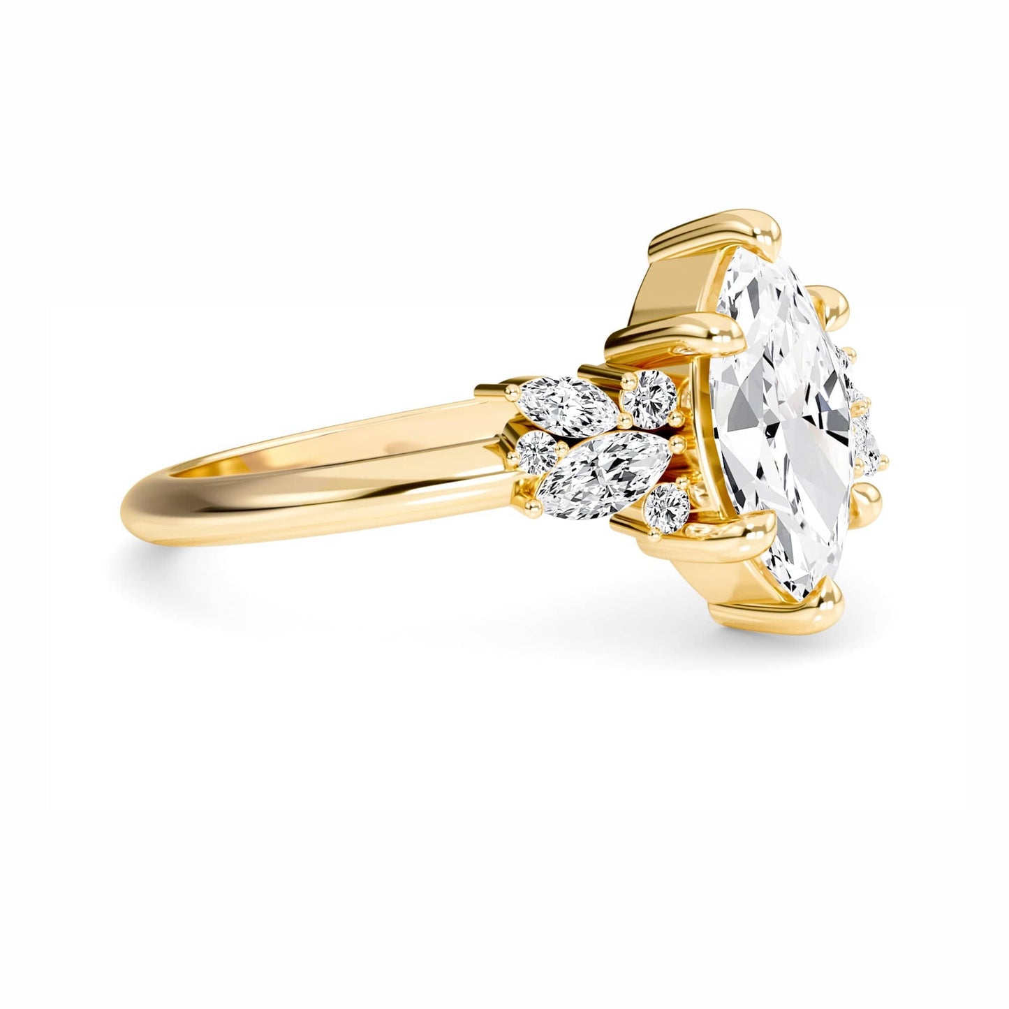 White Diamond Cluster Engagement Ring - Isolde