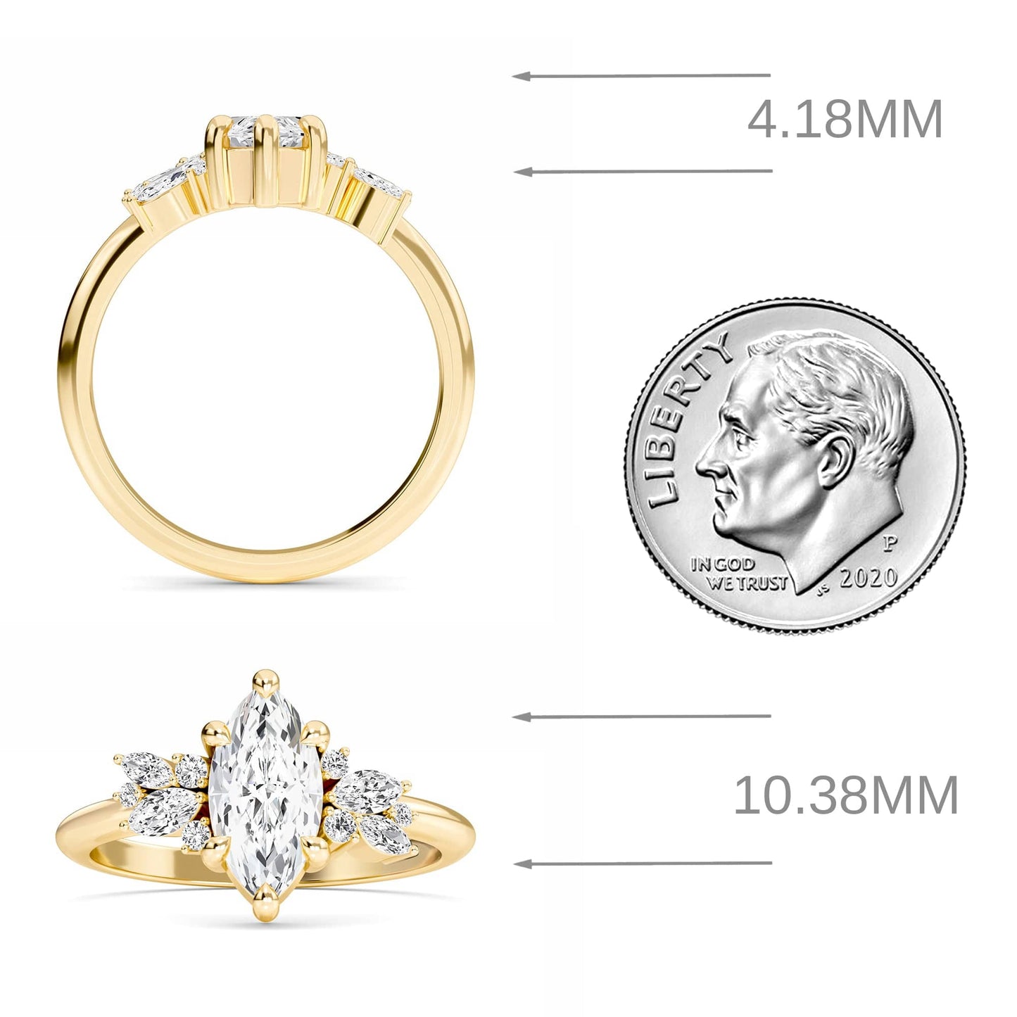 White Diamond Cluster Engagement Ring - Isolde