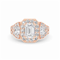 White Diamond Three-Stone Halo Engagement Ring - Journey