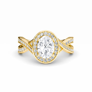 White Diamond Twisted Pave Halo Engagement Ring - Peyton
