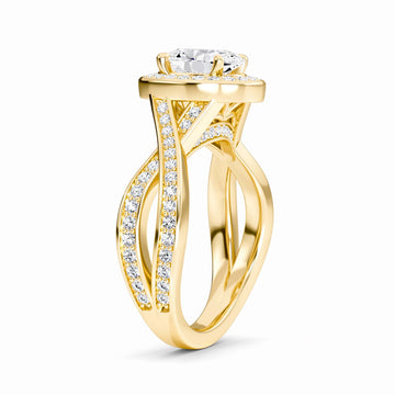 White Diamond Twisted Pave Halo Engagement Ring - Peyton