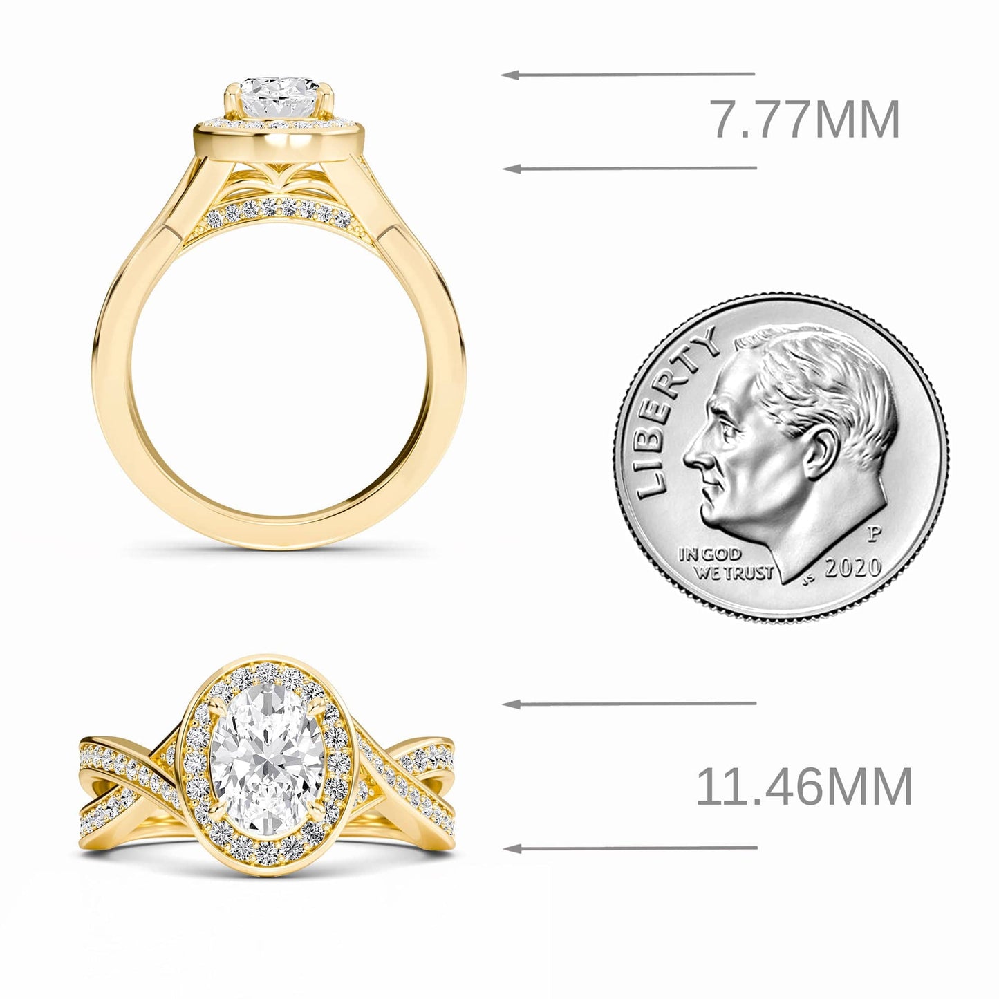White Diamond Twisted Pave Halo Engagement Ring - Peyton