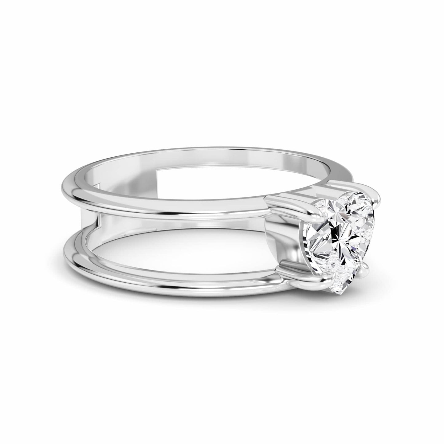 White Diamond Modern Open-Shank Solitaire Engagement Ring - Ruyue