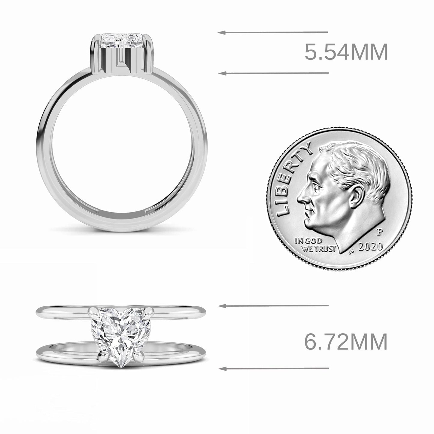 White Diamond Modern Open-Shank Solitaire Engagement Ring - Ruyue