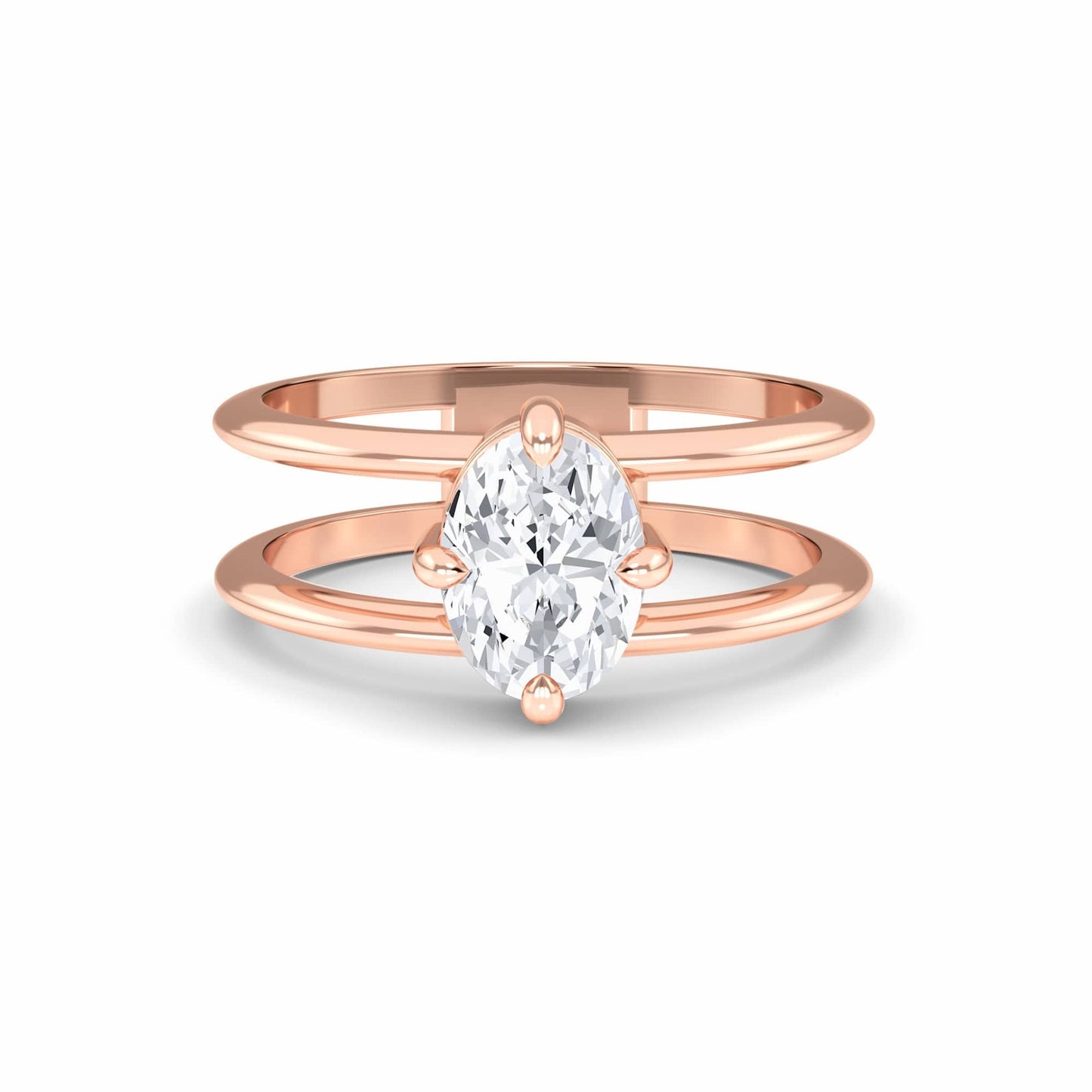 White Diamond Double Shank Hidden Halo Engagement Ring - Nova