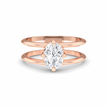 White Diamond Double Shank Hidden Halo Engagement Ring - Nova