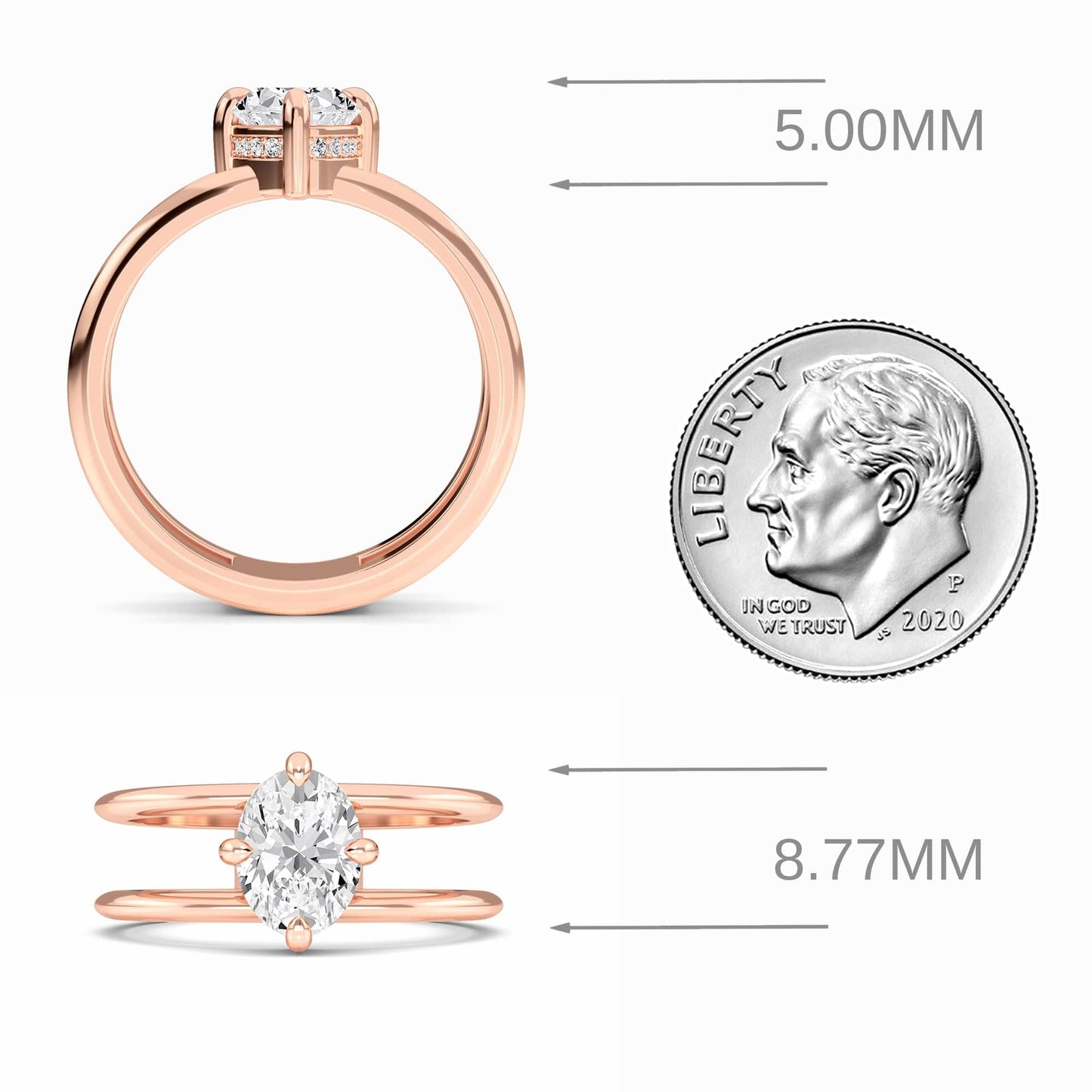 White Diamond Double Shank Hidden Halo Engagement Ring - Nova