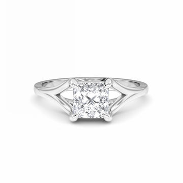 White Diamond Split Shank Solitaire Engagement Ring - Everly