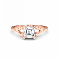 White Diamond Split Shank Hidden Halo Engagement Ring - Ilana