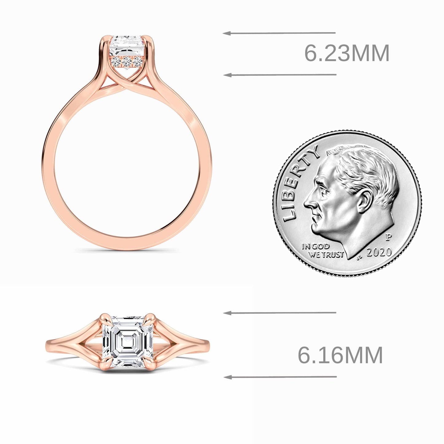 White Diamond Split Shank Hidden Halo Engagement Ring - Ilana